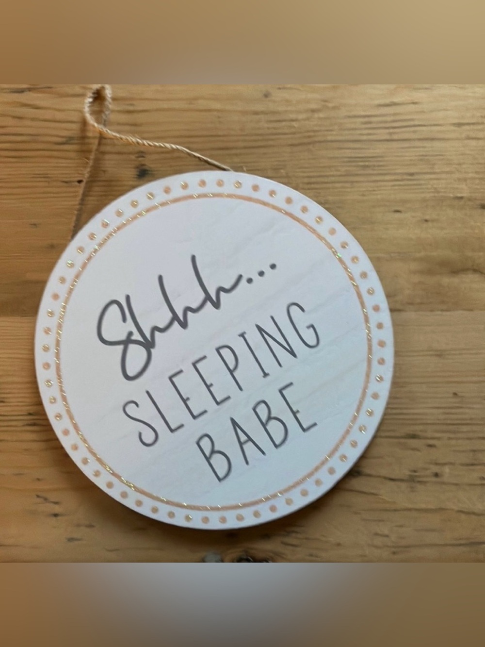 Hobby Lobby Wall Decor “Shhhh…Sleeping Babe” Gray Sparkle Gold Off White